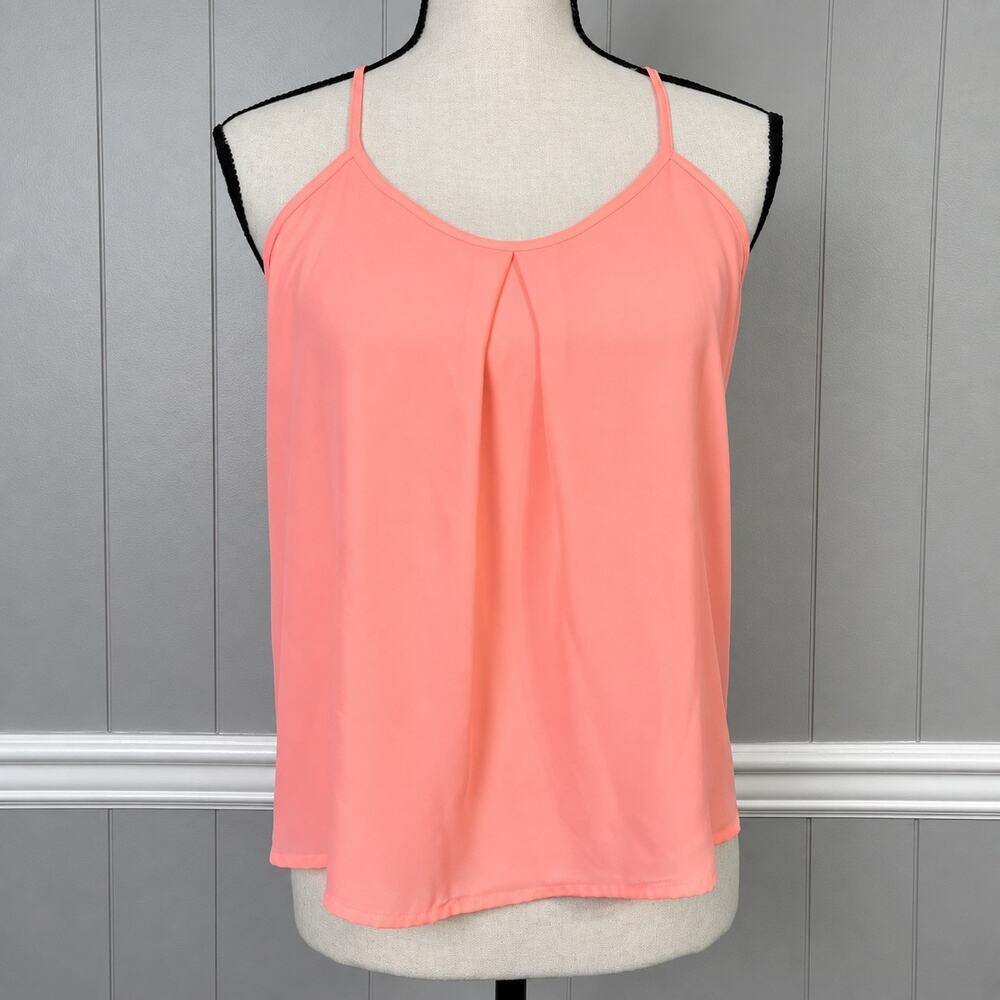rue21 Womens Small Bright Coral Crochet Racerback High Low Cami Tank Top